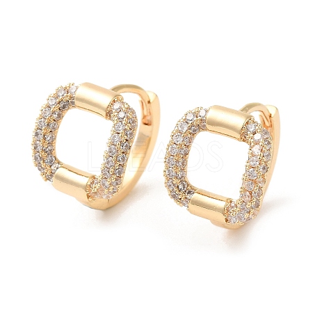 Square Cubic Zirconia Hoop Earrings EJEW-P292-09G-1