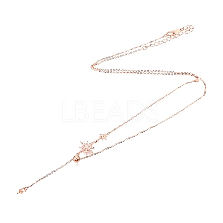 925 Sterling Silver Clear Cubic Zirconia Star Tassel Necklace Making STER-T007-106RG-1