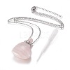 Natural Rose Quartz Openable Perfume Bottle Pendant Necklaces G-K295-A01-P-1