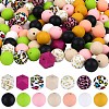 89Pcs Colorful Pattern Printed Silicone Beads Sets SIL-SZ0002-54E-1