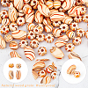 Olycraft 2 Strands 2 Styles Vintage Wood Beads Strands WOOD-OC0002-62-4