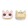 Light Gold Plated Alloy Kitten Pendants X-ENAM-T009-41B-1