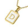 Ion Plating(IP) Rectangle with Initial Letter 304 Stainless Steel Pendant Necklace NJEW-R265-04G-D-1