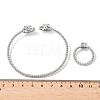 Teardrop Brass Micro Pave Cubic Zirconia Cuff Bangles & Rings Sets for Women SJEW-R002-04P-01-5