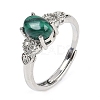 Oval Natural Natural Malachite Adjustable Rings RJEW-Q819-01P-08-2