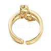 Rack Plating Brass Micro Pave Cubic Zirconia Paper Clip Open Cuff Rings for Women RJEW-C080-02G-3