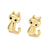 Black Cubic Zirconia Cat Stud Earrings KK-K272-05G-1