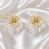 Alloy Micro Pave Cubic Zirconia Flower Stud Earrings for Women WG3B3D7-01-1
