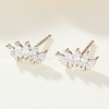Five Petal Cubic Zirconia Marquise Rhodium Plated 925 Sterling Silver Stud Earrings LO8075-2-2