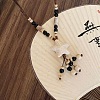 Bohemian Handmade Porcelain Star Pendant Adjustable Imitation Leather Cord Long Necklaces for Women WG246F5-04-2