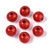 Spray Painted Round Natural Schima Wood Beads WOOD-A018-12mm-07-1