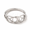 304 Stainless Steel Crescent Moon Adjustable Ring for Women RJEW-B027-03P-2