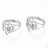 304 Stainless Steel Hollow Out Flower Adjustable Ring RJEW-T027-03P-2