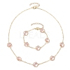 Plum Blossom Glass Links Necklace and Bracelet Sets SJEW-JS01293-01-1