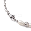 Natural Pearl with Cross Alloy Pendant Necklaces NJEW-JN04813-5