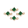 Brass Pave Glass Rhombus Links Connector Charms GLAA-Q088-001F-1