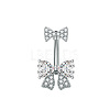 304 Stainless Steel Pave Clear Cubic Zirconia Curved Barbell Belly Rings FS-WG7A03F-03-1