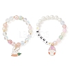 2Pcs 2 Style Easter Theme Glass & Shell Pearl Beaded Stretch Bracelets Set BJEW-TA00304-1