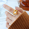 Flower Stainless Steel Open Cuff Rings WGAF2BA-02-1