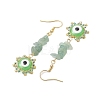 Evil Eye Natural Green Aventurine Chip & Seed Beads Dangle Earrings EJEW-MZ00166-04-4