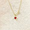 Heart Safety Pin Brass Pave Cubic Zirconia Pendant Necklaces for Women FS-WGA6C95-09-1