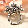 Snowflake Rotatable Open Cuff Rings for Women RJEW-B111-01P-3