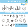 96Pcs 24 Style Ocean Theme Tibetan Style Alloy Pendants TIBEP-FG0001-13-2