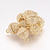 Alloy Rhinestone Magnetic Clasps with Loops X-RB-H116-3-G-1-1