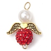 3Pcs 3 Colors Acrylic Pearl & Polymer Clay Rhinestone Angel Connector Charms PALLOY-JF02903-3