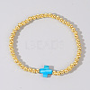 Brass Round Beads Stretch Bracelets MC4469-2-1