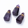 Faceted Natural Amethyst Openable Perfume Bottle Pendants G-E564-11A-G-2