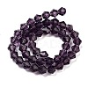 Purple Color Faceted Bicone Glass Beads Strands X-GLAA-S026-6mm-03-4