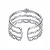 Non-Tarnish 304 Stainless Steel Star Open Cuff Ring RJEW-T023-94P-2