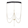 Brass Clear Cubic Zirconia Layered Sun Butterfly Tassel Thigh Leg Chains AJEW-AN00638-2