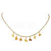 Natural Amber Chip Pendant Bib Necklaces with 304 Stainless Steel Cable Chains NJEW-JN05942-2