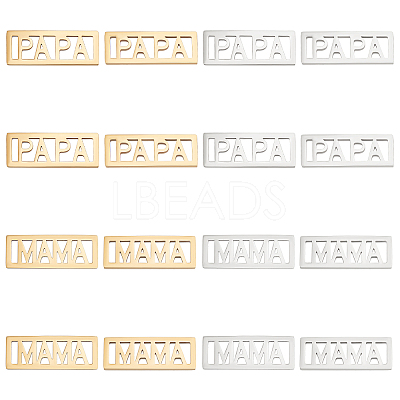 16Pcs 4 Styles 201 Stainless Steel Filigree Joiners STAS-UN0035-71-1