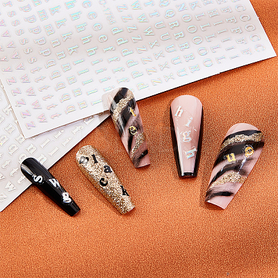 24 Sheets 12 Colors Letter Style Plastic Nail Art Stickers MRMJ-OC0003-21-1