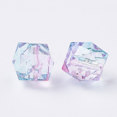Two Tone Transparent Spray Painted Acrylic Bead X-ACRP-T005-26-1