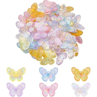 60Pcs 6 Colors Electroplate Acrylic Pendants PACR-NB0001-06-1
