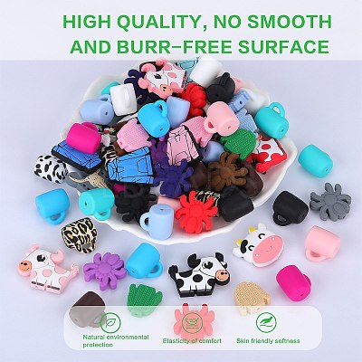 14Pcs 7 Style Hoodie & Sweater Shape Silicone Focal Beads SIL-SZ0001-27-1