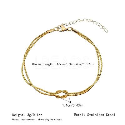 304 Stainless Steel 2-Strand Handmade Knot Snake Chain Bracelets for Couples BU0455-3-1