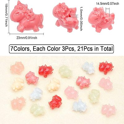 21Pcs 7 Colors Opaque Resin Beads RESI-CA0001-48-1