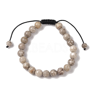 8mm Round Natural Maifanite Braided Bead Bracelets BJEW-C067-01B-06-1