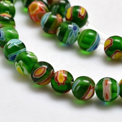 Round Millefiori Glass Beads Strands LK-P001-10-1