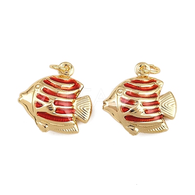 Brass Enamel Fish Pendants KK-I377-05G-B-1