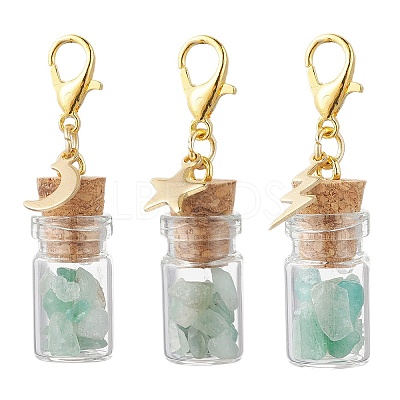 21Pcs 7 Styles Chakra Natural & Synthetic Gemstone Chips inside Glass Wishing Bottle Pendant Decoration HJEW-JM03307-1