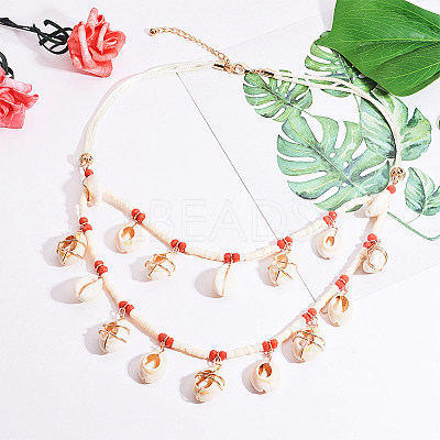 Bohemian Style Bib Necklaces NJEW-PH0001-11-1