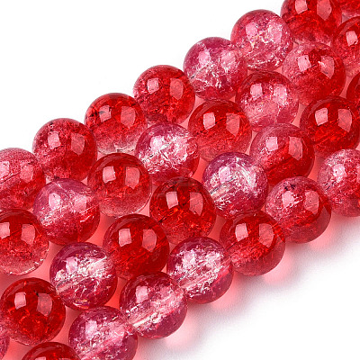 Transparent Crackle Baking Paint Glass Beads Strands DGLA-T003-01C-08-1
