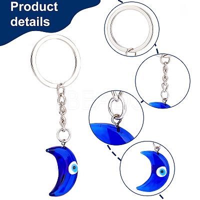 8Pcs 8 Style Glass Keychains KEYC-PH0001-53-1