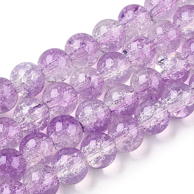 Transparent Crackle Baking Paint Glass Beads X1-DGLA-T003-01B-10-1
